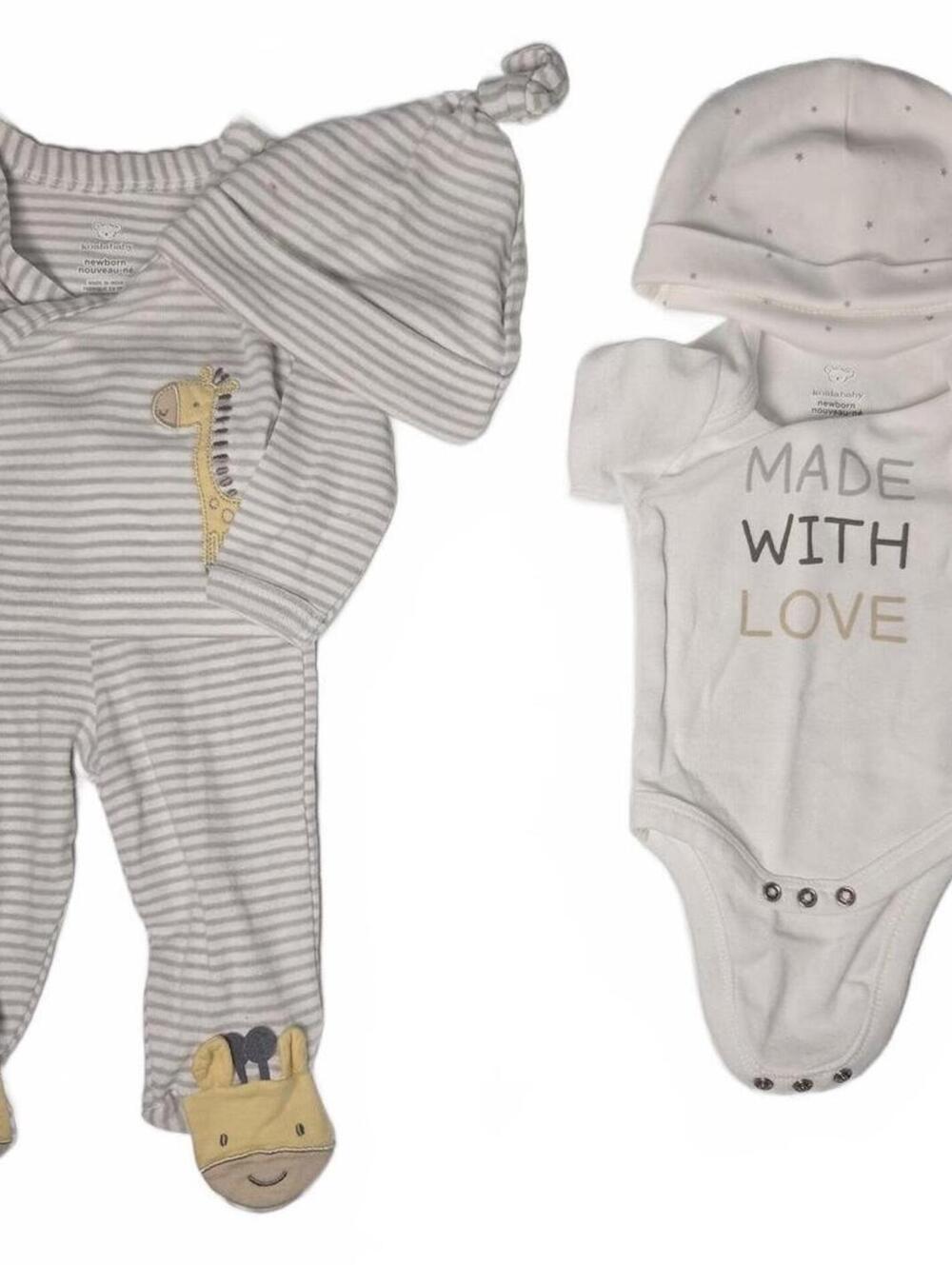 Koala Baby Newborn 2-Piece Outfit Set with Giraffe Footed Pants and 'Made With'